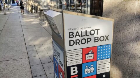 Official ballot drop box on a Boston street