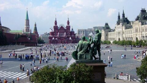 Red Square in Moscow with historic buildings