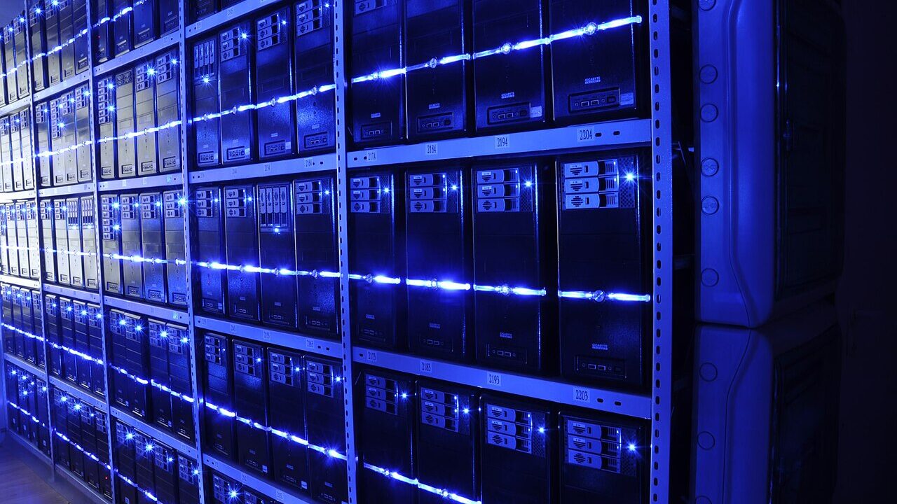 Rows of servers inside a data centre, the infrastructure behind the current AI funding boom