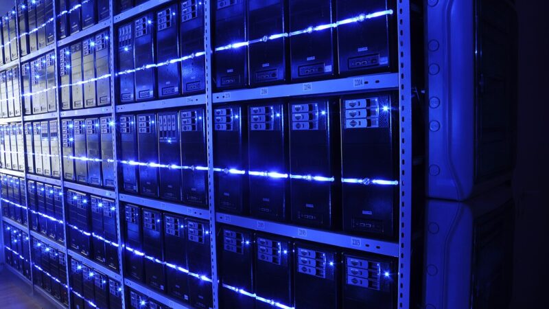 Rows of servers inside a data centre, the infrastructure behind the current AI funding boom
