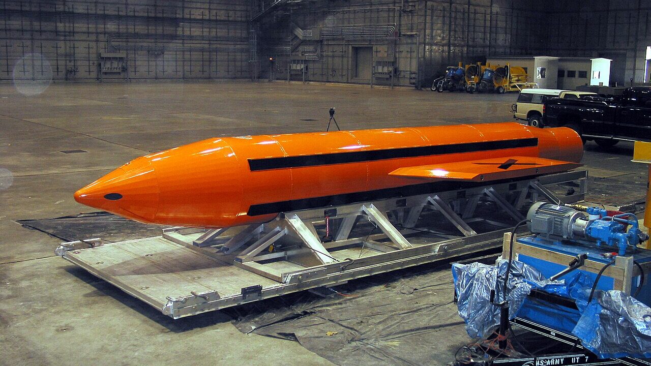 GBU-43/B Massive Ordnance Air Blast bomb in test facility