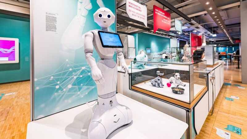 robot at artificial intelligence exhibition museum display