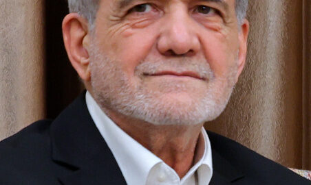 Portrait of Iranian President Masoud Pezeshkian