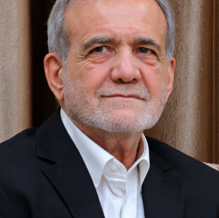 Portrait of Iranian President Masoud Pezeshkian